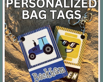 Custom Bag Tags • Personalized • Character Bag Tags • Kids Designs • Custom Keychains • Backpack Keychains • Luggage Tags