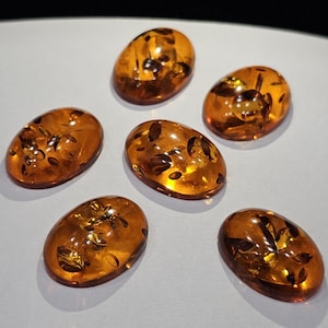 Loose Synthetic Amber Cabochon | Oval Shape Resin Gemstone | DIY Jewelry Stone | Amber Gem for Ring or Pendant | Cabochon for Crafts