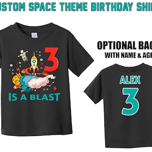 Custom Space Theme Birthday shirt, Name & age birthday shirt, Astronaut shirt, Rocket