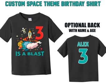 Custom Space Theme Birthday shirt, Name & age birthday shirt, Astronaut shirt, Rocket