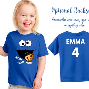 Birthday Theme Cookie Monster shirt with optional name & age, Halloween shirt costume, Team shirts image 1