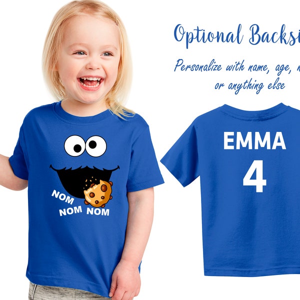 Birthday Theme Cookie Monster shirt with optional name & age, Halloween shirt costume, Team shirts