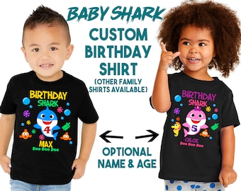 Baby Shark Custom Birthday Shirts, Family Shirts, Birthday Party Shirt with Age