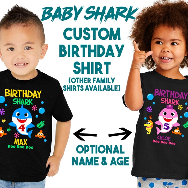 Baby Shark Custom Birthday Shirts, Family Shirts, Birthday Party Shirt with Age