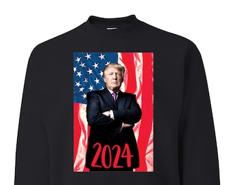 Trump 2024 American Flag Photo, 2024 Election, Conservative Shirt, Republican Gifts, Political Unisex Crewneck Sweatshirt