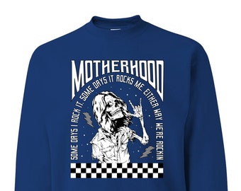 Motherhood Some Days I Rock It Checkered Flag, Mom's Celebration, Mothers Day 2024, Mother's Day Unisex Crewneck Sweatshirt