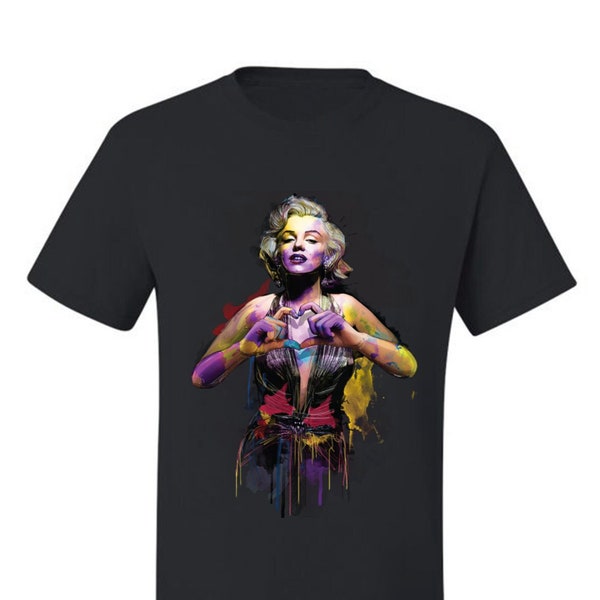 Marilyn Monroe Portrait Watercolor Tshirt, Colorful Hollywood Fan Art Shirt, Marilyn Monroe Shirt, Vintage Pop Culture Men's Graphic T-Shirt