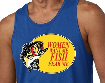 Fishing Humor Funny Tank Top, Women Want Me Fish Fear Me, Fishing Gifts For Men, Fishing Mens Graphic Tank Top