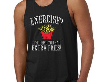 Exercise Humor Funny I Thought You Said Extra Fries Funny Gifts Humor Ladies Racerback Tank Top