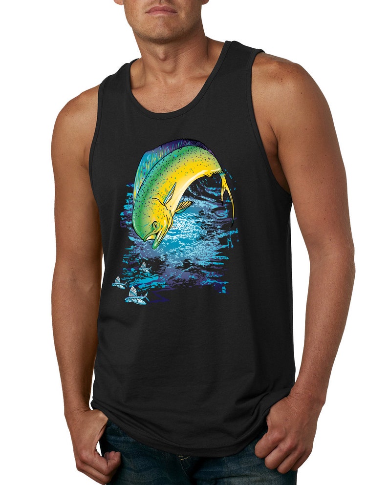 Mahi-Mahi Fish Catching Small Fish Animal Lover Mens Graphic Tank Top
