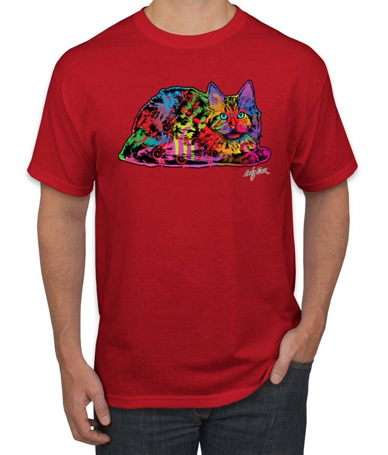 Colorful Rainbow Cat Pop Culture Men/'s Graphic T-Shirt