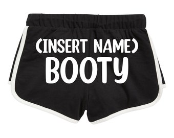 Custom Insert Name's Booty Humor Women's Cotton Athletic Booty Shorts