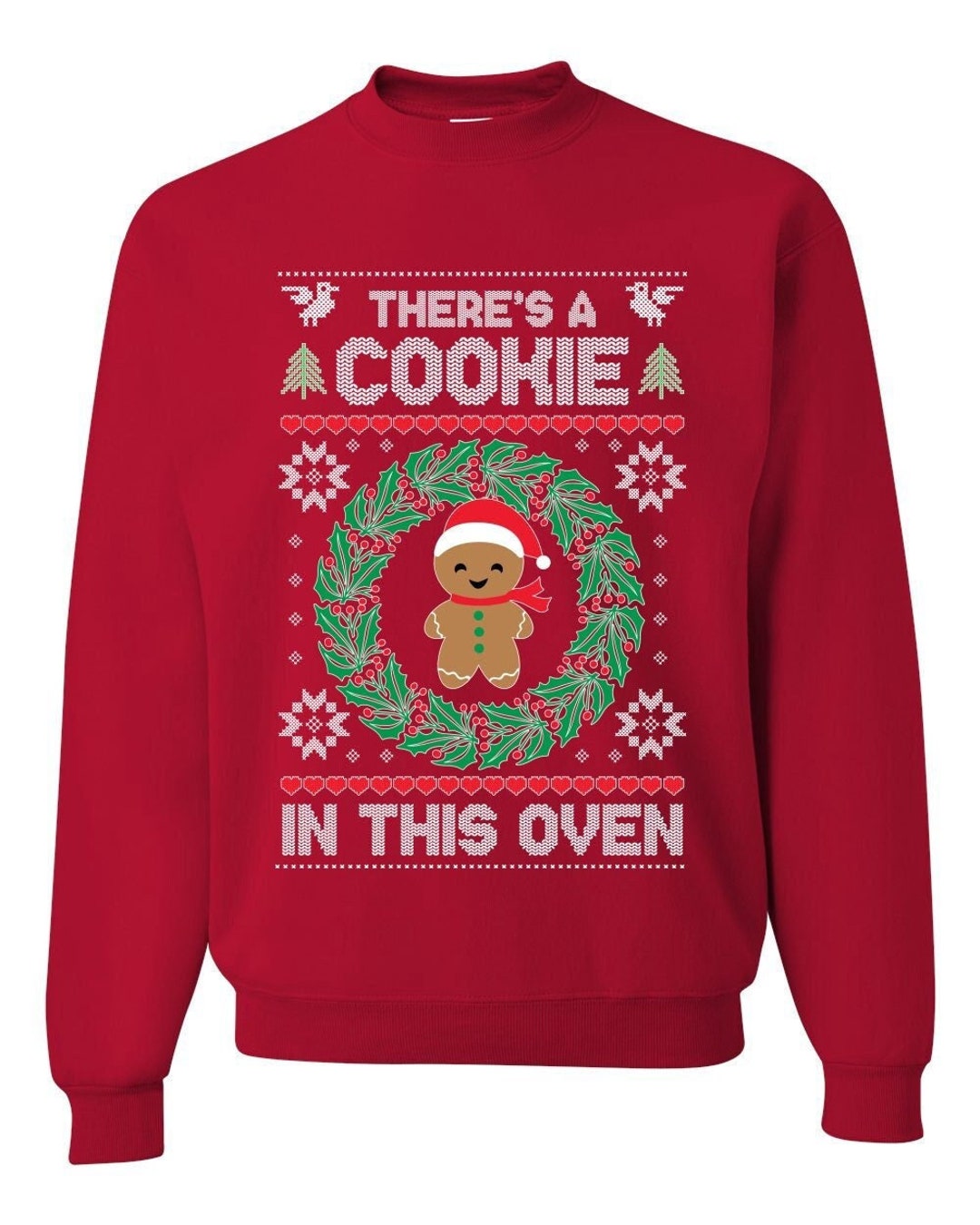 Pregnancy Announcement Ugly Christmas Sweater Theres a Cookie