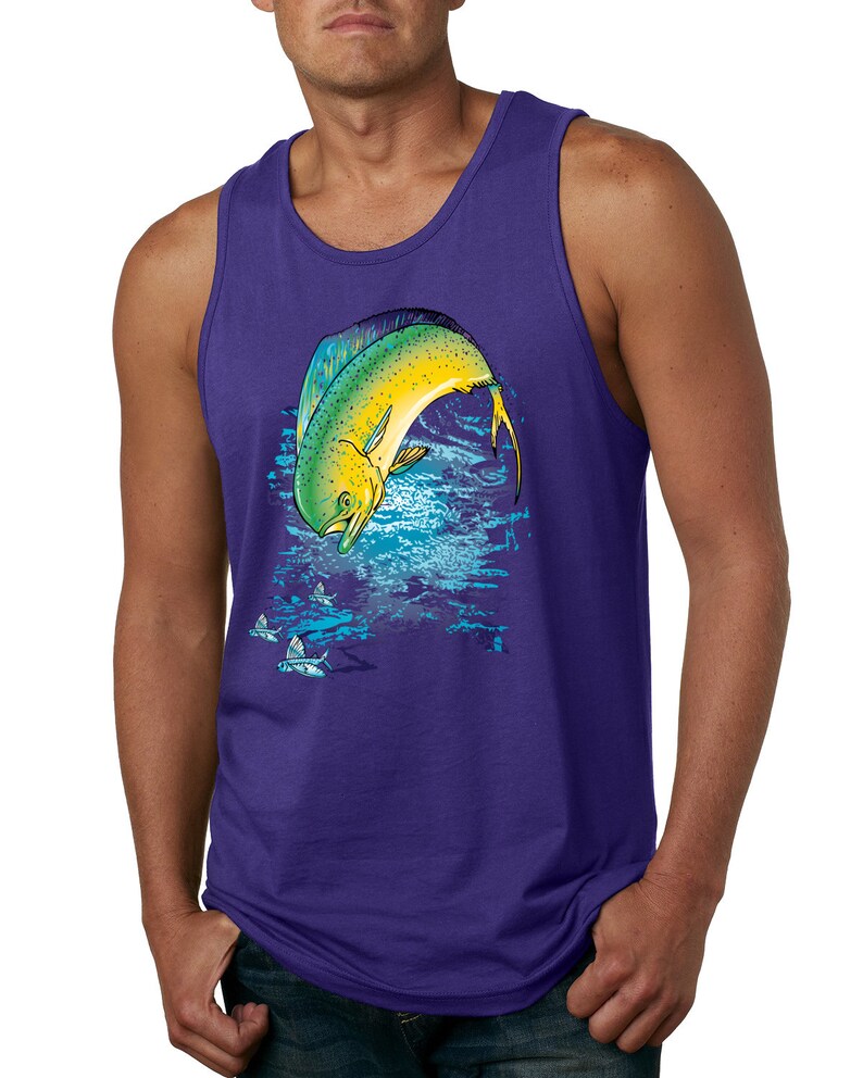 Mahi-Mahi Fish Catching Small Fish Animal Lover Mens Graphic Tank Top