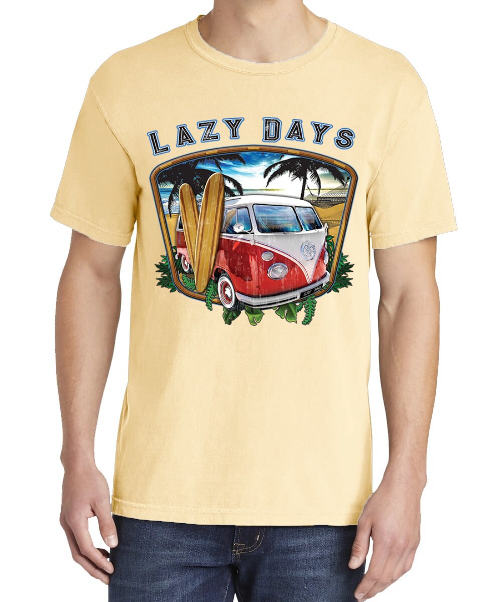 Lazy Days Surf Garment-Dyed Washed Look Short Sleeve T-Shirt | Etsy