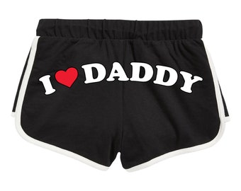 I Heart Daddy Women's  Humor Women's Cotton Athletic Booty Shorts