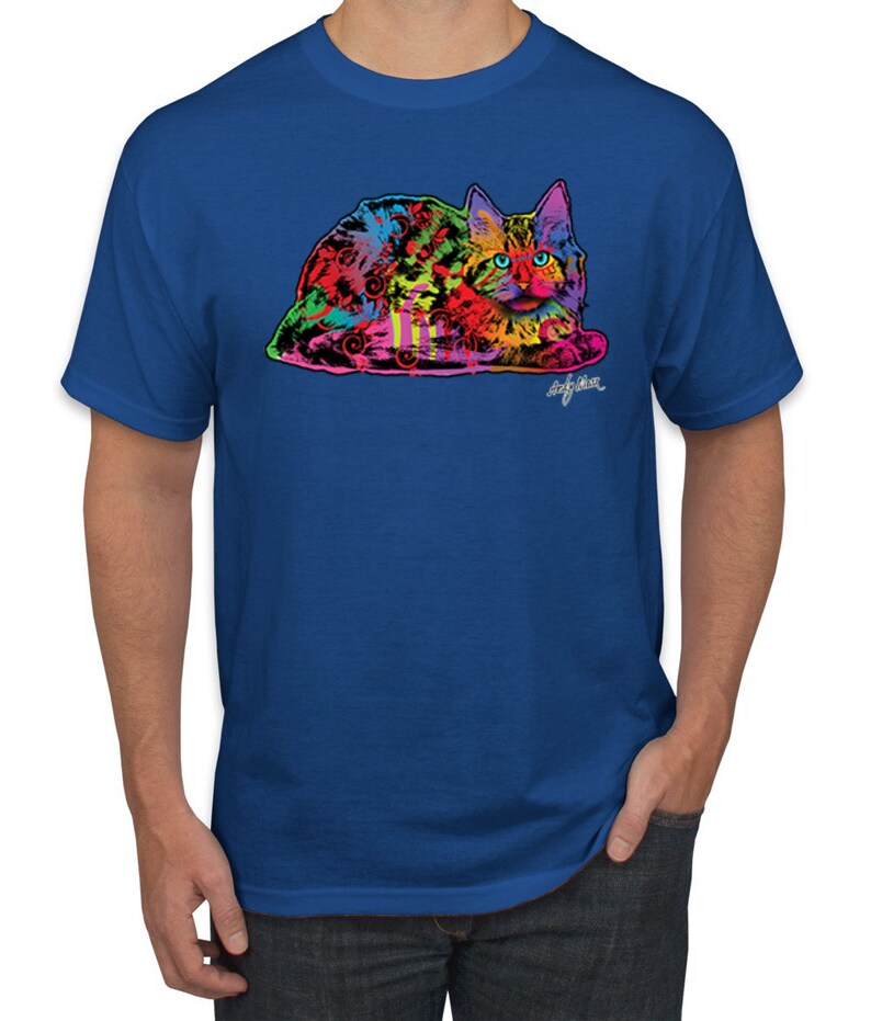 Colorful Rainbow Cat Pop Culture Men/'s Graphic T-Shirt