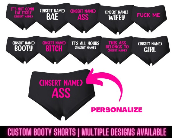 Custom Personalized Booty Shorts, Funny Naughty Gift, Sexy Booty Shorts,  Women's Cotton Spandex Booty Shorts, Women's Underwear Panties. 