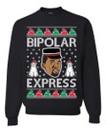 Kanye Bipolar Express Ugly Christmas Sweater Unisex Crewneck Graphic Sweatshirt Holiday Sweatshirt Christmas Gift Ideas