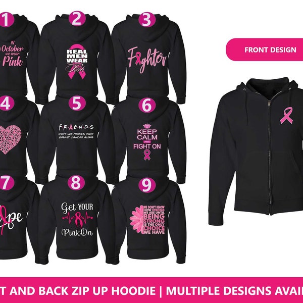 Breast Cancer Awareness Hoodies, Cancer Support Shirt, Cancer Awareness Tee, Group 2 Breast Cancer Awareness Graphic Zip Up