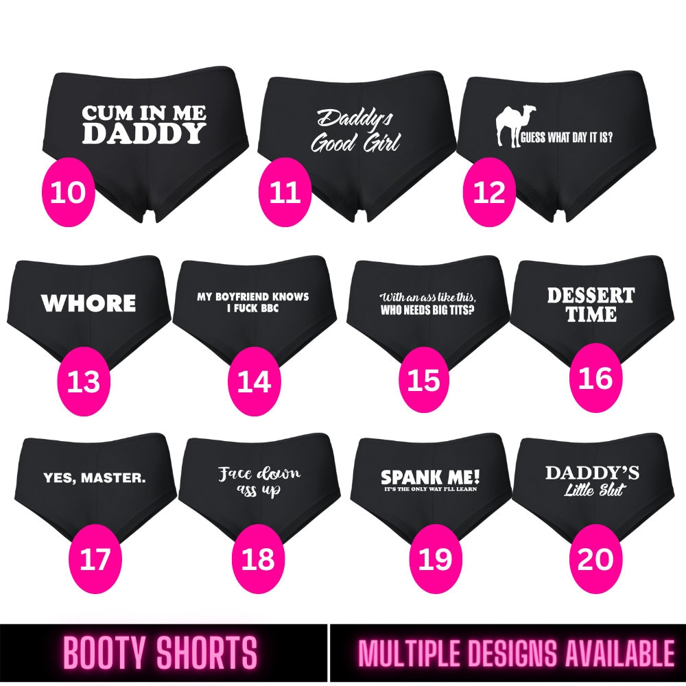 Women's Spandex Cotton Booty Short, Naughty Gift, White Font, Women's  Cotton Spandex Booty Shorts, Women Underwear Panties, Group 1 