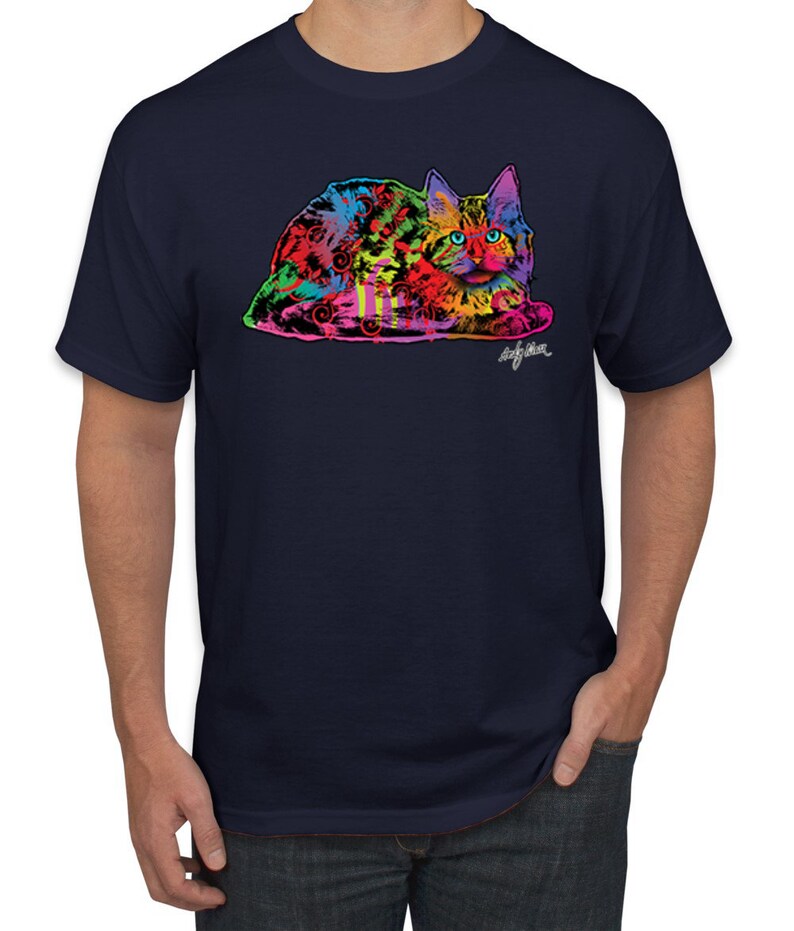 Colorful Rainbow Cat Pop Culture Men/'s Graphic T-Shirt