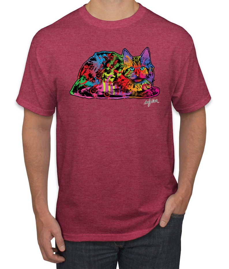 Colorful Rainbow Cat Pop Culture Men/'s Graphic T-Shirt