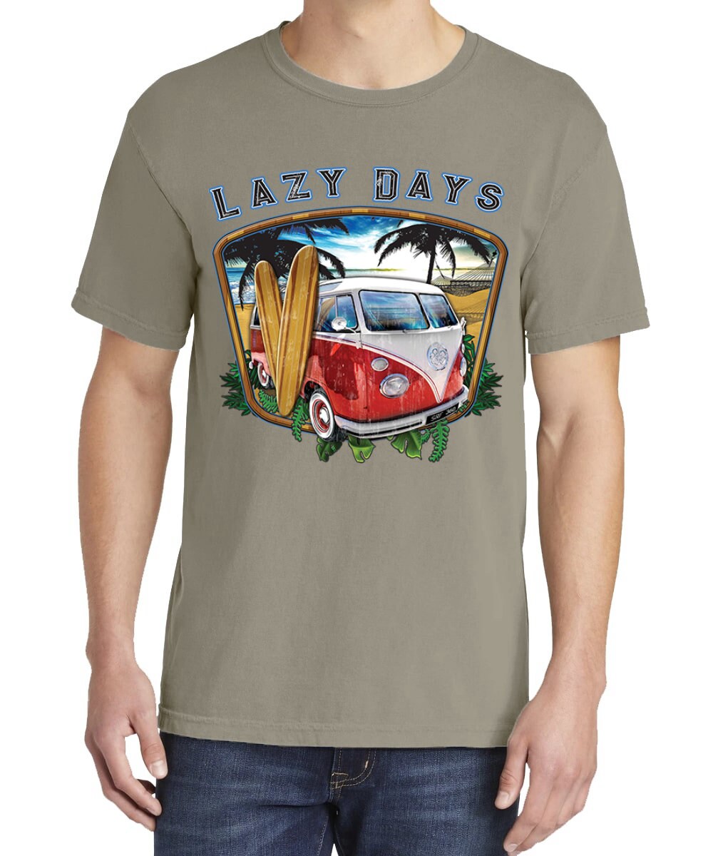 Lazy Days Surf Garment-Dyed Washed Look Short Sleeve T-Shirt | Etsy