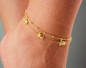 Anklet bracelet, Silver Anklet, Beach Jewelry, Gold Anklet Bracelet