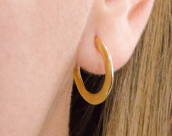 Flat hoop earrings, Oval hoop earrings, Chunky hoops, Minimalist hoops