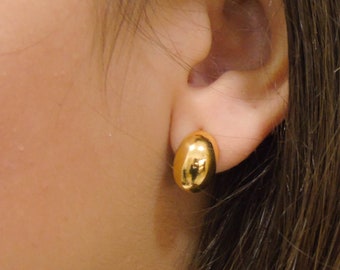 Small oval earrings, Chunky gold earrings, Round earrings, Stainless steel