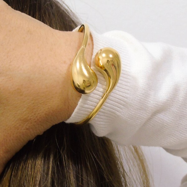 Bracelet en forme de larme rigide, bracelet en forme de larme, bracelet en acier, bracelet en or lisse, bracelet en acier