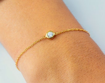 Dainty bracelet, CZ bracelet, Silver bracelet, Solitary bracelet, Minimalist bracelet