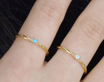 Solitaire ring, Promise ring, Dainty gold ring, Minimalist cz ring, Cz ring