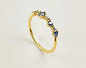 Tanzanite cz ring, Minimalist ring, Blue cz ring, Dainty gold ring, Blue cz ring, Sterling silver