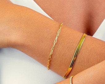 Dainty bracelet, Gold chain bracelet,Link bracelet, Paperclip chain, Minimalist bracelet