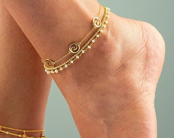 Anklet Bracelet, Dainty Freshwater Pearls Anklet, Silver Anklet, Gold Anklet Bracelet, Summer Jewelry