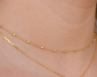 Ball chain necklace, Ball choker, Dainty gold necklace, Layered necklace, Minimalist necklace