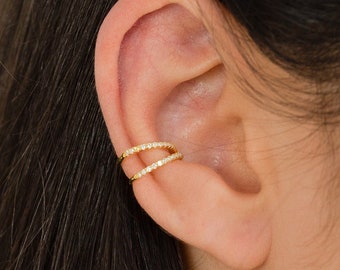 Gold ear cuff, Conch cz ear cuff, Non pierced ear cuff, Delicate earrings