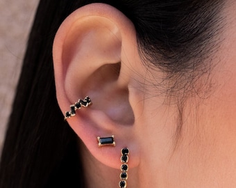 Rectangle bar earrings, Dainty gold stud,Baguette cz stud earrings, Mínimalist earrings