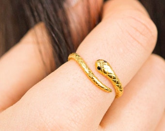 Snake ring, Serpent ring,Dainty ring, Gold snake ring, Vintage jewelry, Snake silver