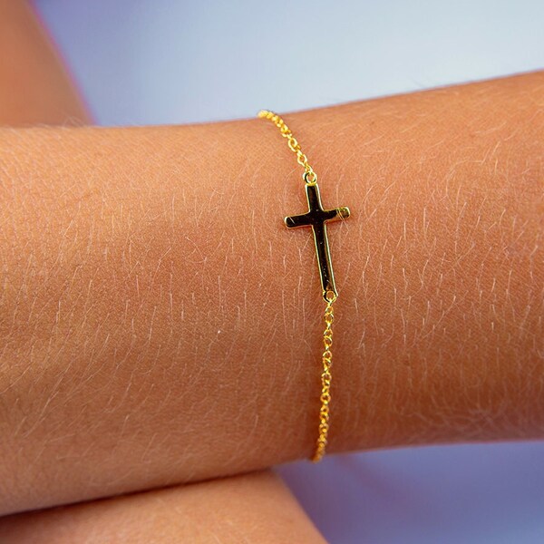 Gold Cross Bracelet Etsy