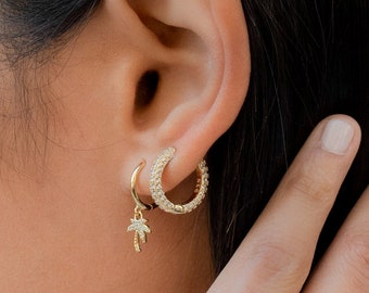 Zirconia hoop earrings, Huggie Hoop Earrings.