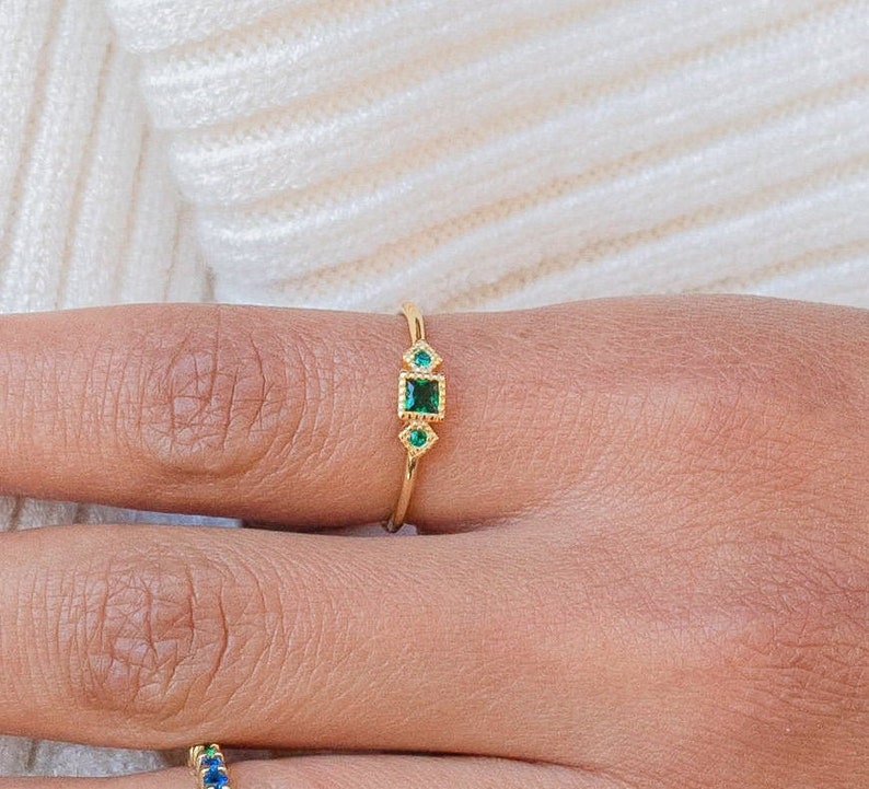 Esmeralda ring, Minimalist ring, Promise ring, Engagement ring, Gold ring, silver ring,Minimalist ring image 1
