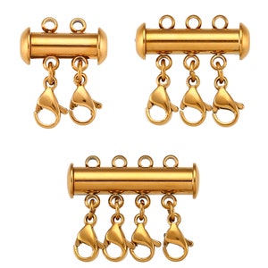  YMCAFZ Layered Necklace Spacer Clasp, 2 Strands Necklaces Slide  Magnetic Tube Lock with Lobster Clasps, Jewelry Clasps Connectors for  Layered Bracelet Jewelry Crafts Necklace, 2 Pack Gold and Sliver : Arts