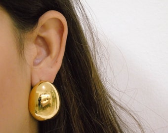 Big oval earrings, Chunky gold earrings, Gold vintage, Stainless steel