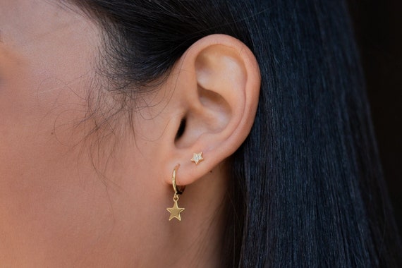 Hoop earrings with star charm deals