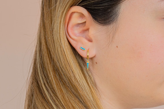 Tiny on sale turquoise earrings