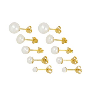 Perlenohrringe, kleine Ohrringe, 18k Goldohrringe, klassische Ohrringe, Brautjungferngeschenke Bild 4