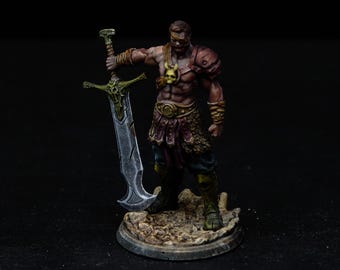 DnD human Barbarian miniature, D&D painted mini for Dungeons and Dragons Heroquest 3d printed model table top fantasy role playing dice game